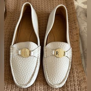 Ralph Lauren white pebble grain loafers size 6.5